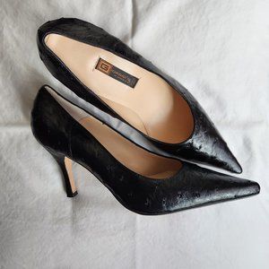 Giorgio's of Palm Beach Black Real Ostrich Pumps 3.5'